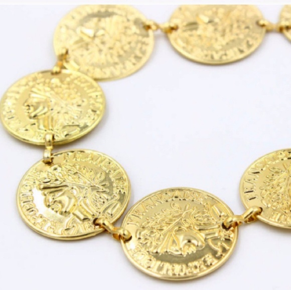 Gold Coins Black Elastic Headband - Picture 2 of 3